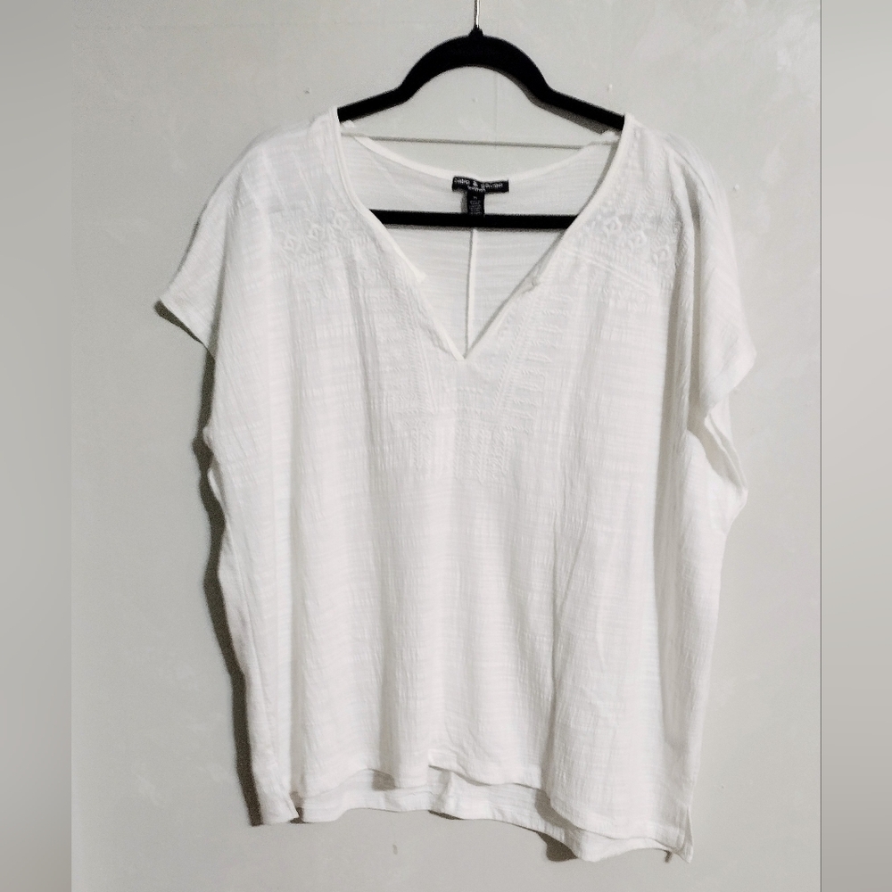 Embroidered White Women's Tee